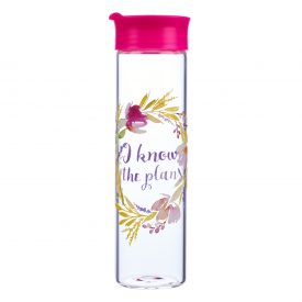 Glass Water Bottle - Pink, Jer. 29:11
