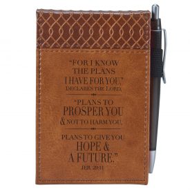 Notepad Pocket Tutone Brown with Pen - Jeremiah 29:11