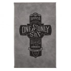 Journal "For God so Loved the World" Grey (Leather bound Hardcover)