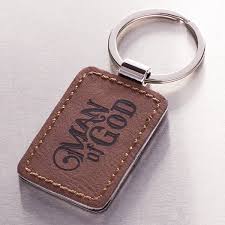 Keyring Man of God Brown Leather