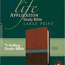 NLT Life Application Study Bible Large Print  - Brown/Tan/Blue (Luxleather)