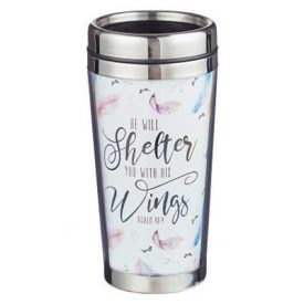 Stainless Steel Travelling mug - He will shelter you with His wings