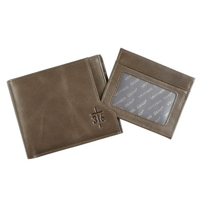 Wallet Genuine Leather Taupe - John 3:16