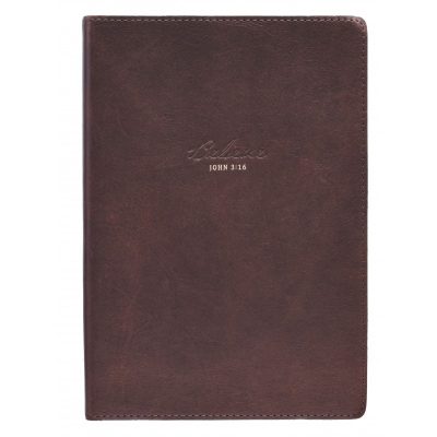 Genuine Leather Journal Brown - John 3:16