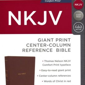 NKJV Giant Print Center-Column Reference Bible - Brown (Luxleather)