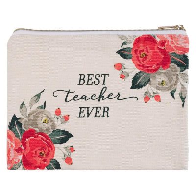 Zippered Canvas Pouch - Best Teacher ever
