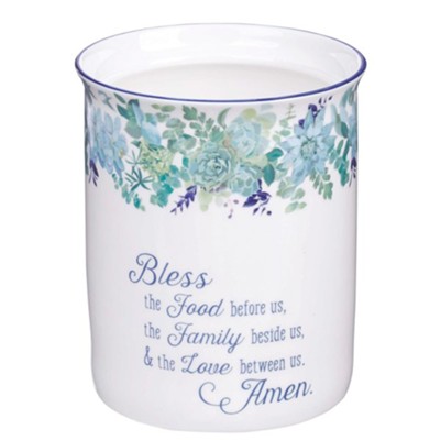 Ceramic Utensil Holder - Bless the Food