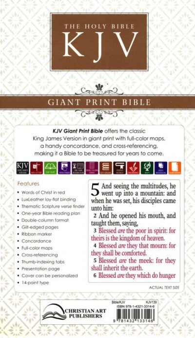 KJV Holy Bible – Super Giant Print Edition 17 POINT Dark Brown - ZOE