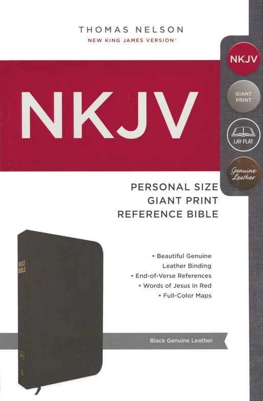 NKJV Personal Size Giant Print Reference Bible BLACK LEATHERSOFT - ZOE