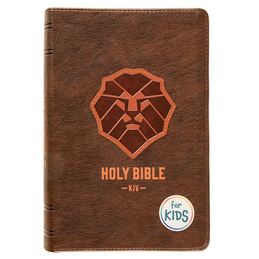 KJV Brown Lion Faux Leather Flexcover Kids Bible - Large Print