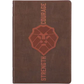 Strength and Courage Brown Lion Faux Leather Journal