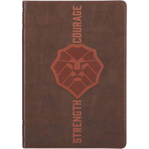 Strength and Courage Brown Lion Faux Leather Journal
