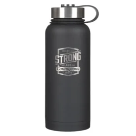 Be Strong and Courageous Black Stainless Steel Water Bottle