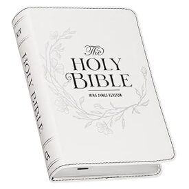 KJV Bible Compact Large Print Faux Leather White Imitation Leather