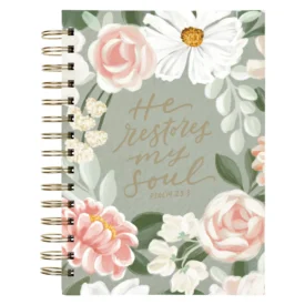 He Restores My Soul Green Hardcover Wirebound Journal