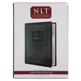 NLT Black Pattern Faux Leather Bible Large Print