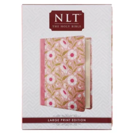 NLT Pink Floral Faux Leather Bible Large Print