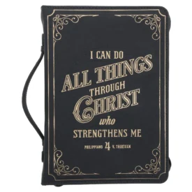 I Can Do All Things Through Christ Who Strengthens Me Faux Leather Bible Bag (Large)