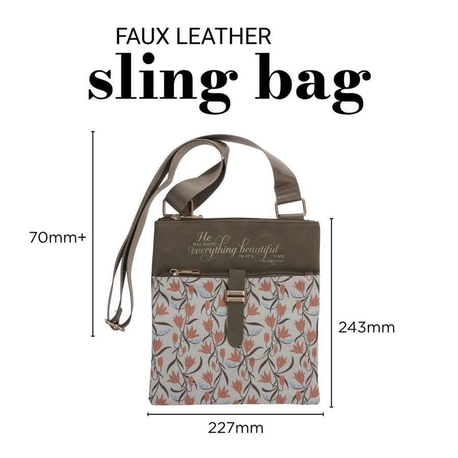 He Has Made Everything Beautiful in Its Time Faux Leather Sling Bag - Image 3