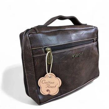 Cotton Road Bible Bag: BROWN PU Leather Cotton Road BIBLE Cover Bag
