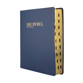 AFRIKAANS 2020 volledige Bybel, hoofletteruitgawe, grootdruk, vlootblou sagteband, goud-op-snee, duimindeks