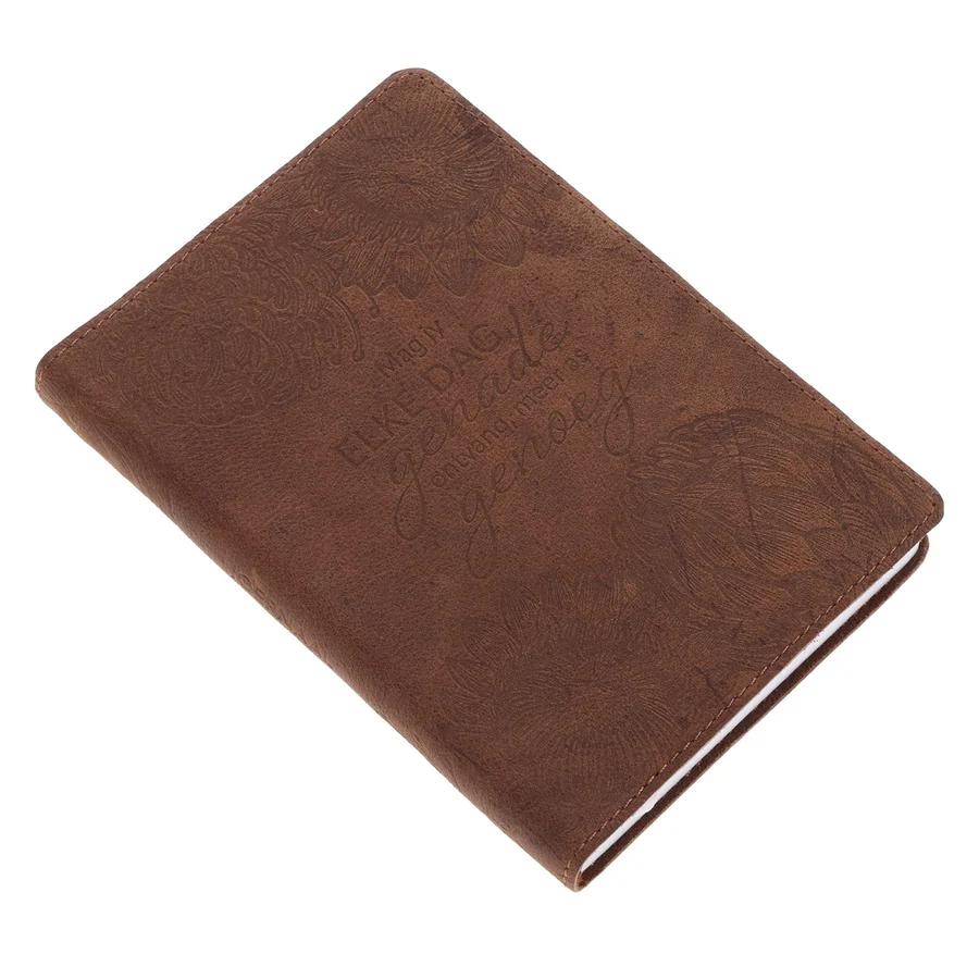 "Mag Jy Elke Dag Genade Ontvang" Afrikaans Handy-Sized Genuine Leather Journal