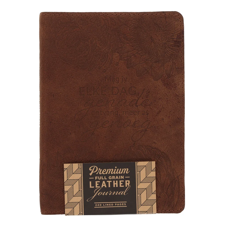 "Mag Jy Elke Dag Genade Ontvang" Afrikaans Handy-Sized Genuine Leather Journal - Image 2